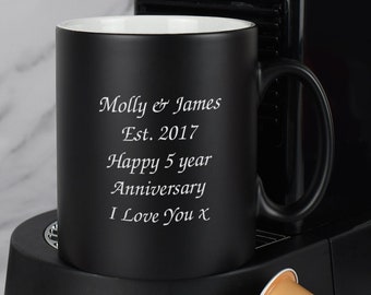 Personalised Any Message Black Satin Mug Laser Engraved Gifts Ideas Presents For Mum Dad Birthday Christmas Mothers Fathers Day