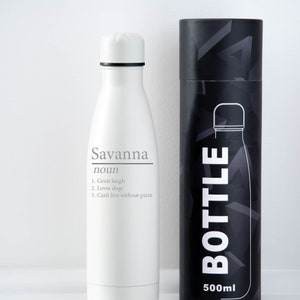 Personalised Name Definition Noun Insulated Water Bottle Chilly Chillys Hot Cold Gifts Ideas For Father&#39;s Day Birthday Chistmas