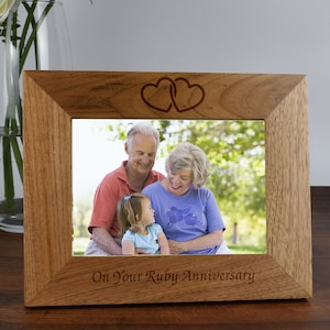 Personalisierter Bilderrahmen aus Holz Rubin Hochzeitsjubiläum Geschenk - Geschenk zum 40