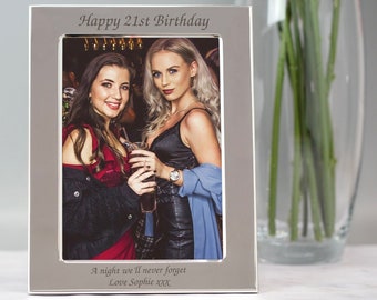 Personalised Any Message Silver Photo Frame 4x6 5x7 Gifts Ideas For Birthday Christmas Mother's Father's Dad Mum Dad Custom Unique Engraved