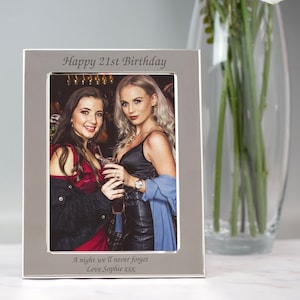 Personalised Any Message Silver Photo Frame 4x6 5x7 Gifts Ideas For Birthday Christmas Mother&#39;s Father&#39;s Dad Mum Dad Custom Unique Engraved
