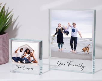 Personalised Photo Glass Block UV Printed Family Image Message Birthday Christmas Mother's Day Father's Day Anniversary Keepsake Memories