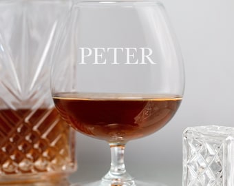Personalised Engraved Name Brandy Cognac Glass Birthday Retirement Fathers Day Gifts Ideas For Him Her Mens Womens Christmas Presents