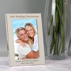 Personalisierter 30. Hochzeitstag Silber Fotorahmen Geschenkideen für Perlenpaar Mama Papa