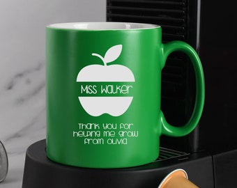 Personalised Thank You Teach Mugs Gifts Ideas For End Of School Year Leaving Miss Mr Mrs Apple Children Boys Girls Nursery Presents Primary