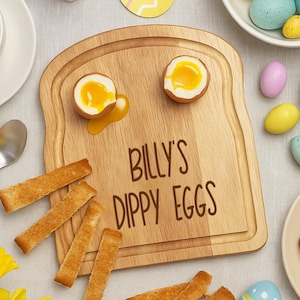 Personalised Breakfast Board Dippy Eggs Bread Toast Gifts Presents Ideas For Son Daughter Children Kids Soldiers And & Runny Yolk