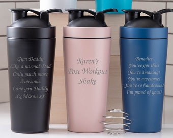 Personalised Any Message Protein Shaker Bottle Gifts Ideas for Gym Lover  Workout Work Out Water Includes Metal Shaker Ball for Mixing 