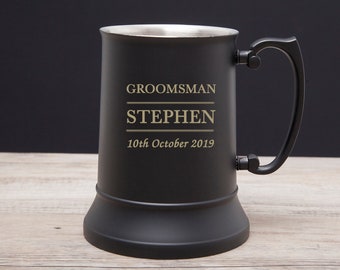 Personalised Wedding Gift Stainless Steel tankard Best Man Usher Father etc