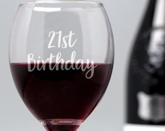 Personalised 21st Birthday Wine Glass Gifts Ideas Presents For Him Bday Men Women Mum Dad Red White Bottle Custom Engraved Laser Unique
