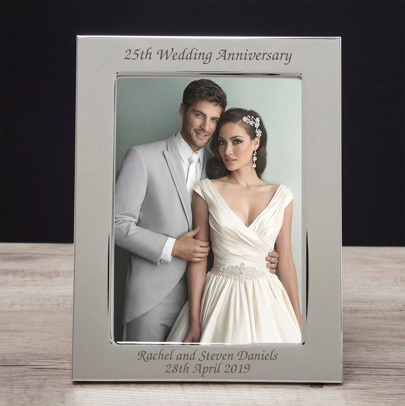 Personalised Engraved Wedding Anniversary Photo Frames Silver Ruby Diamond Gold Gifts Ideas Presents For 25th 30th 40th 50th 60th