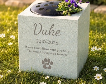 Personalised Pet Memorial Flower Vase, Engraved Name & Dates, Outdoor