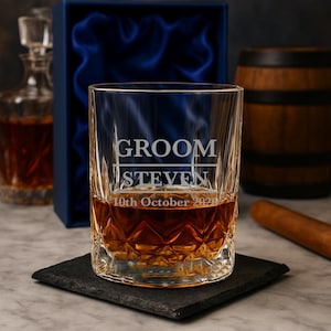 Vasos de cristal personalizados para novios, ideas de regalo para vasos de whisky, regalos de boda, regalos de agradecimiento, fichas para hombres