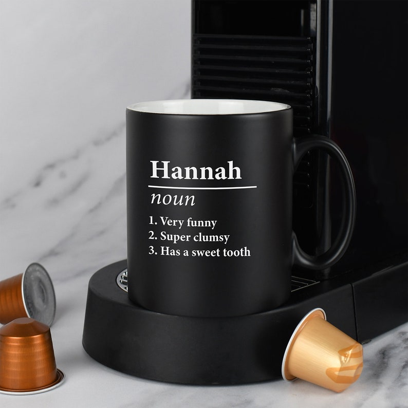 Personalised Name Definition Grey Satin Mug Laser Engraved Gifts Ideas Presents For Mum Dad Birthday Christmas Mothers Fathers Day image 2