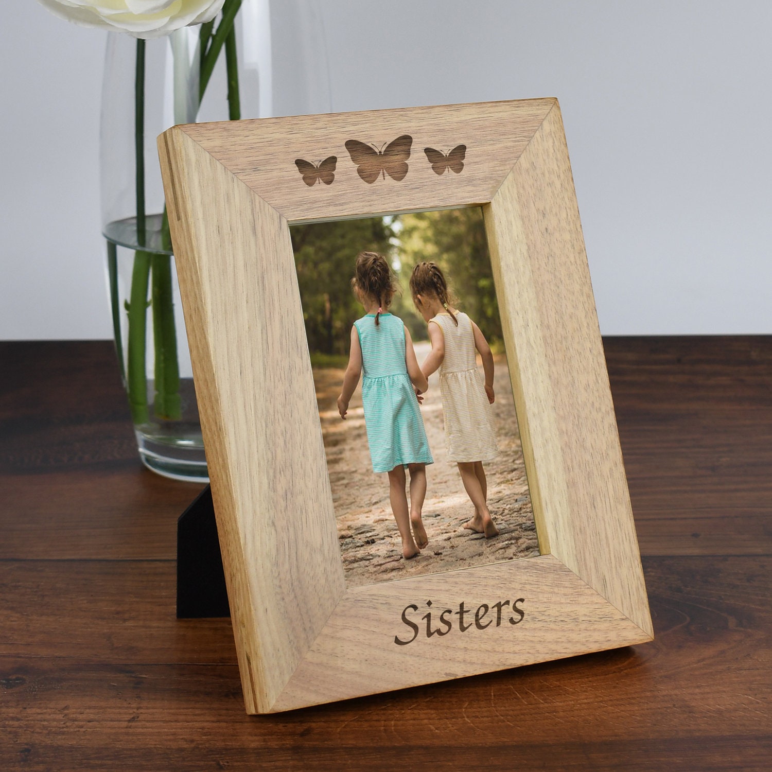 Wholesale CREATCABIN 4 x 6 Wood Picture Frame Engraved Photo Frames Display  Wooden Tabletop Postcard Frame For Wall Gallery Birthday Graduation Gifts  Friends Christmas Home-Friends Are The Family We Choose 