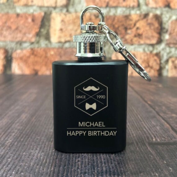 Personalised *BLACK* ESTABLISHED BIRTHDAY Hip Flask Gift 18th//21st//Boys//Son
