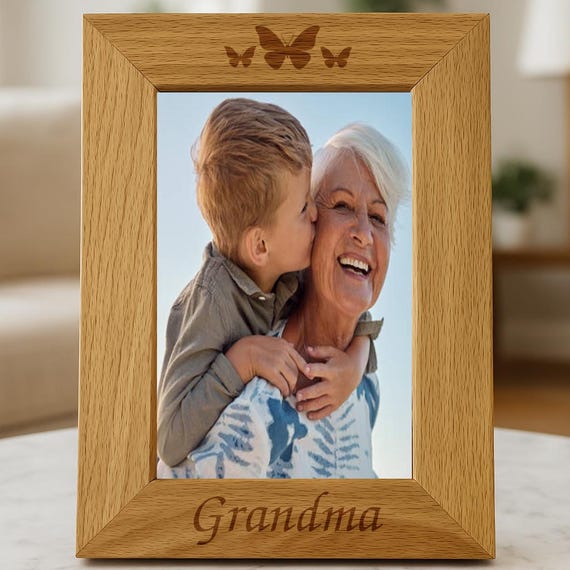 Engraved Grandma Wooden Photo Frame 4x6 5x7 Gifts Ideas For Mother's Day  Birthday Celebration Grandparent Christmas Family Butterfly