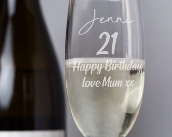 Personalised Birthday Age Champagne Flute For Her Women 18th 21st 30th 40th 50th 60th 70th Mum Sister Auntie Grandma Friend Best Special