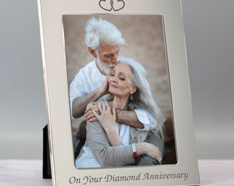 Personalisierter 60er Jahre Foto Bilderrahmen Geschenk für Frau Mann Paar Valentinstag 60 Jahre Verheiratet Andenken