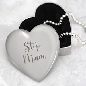 Step Mum Heart Silver Trinket Gifts Ideas Presents For Her Jewellery Ear Rings Bracelets Mummy New Best Mother&#39;s Mothers Day Engraved