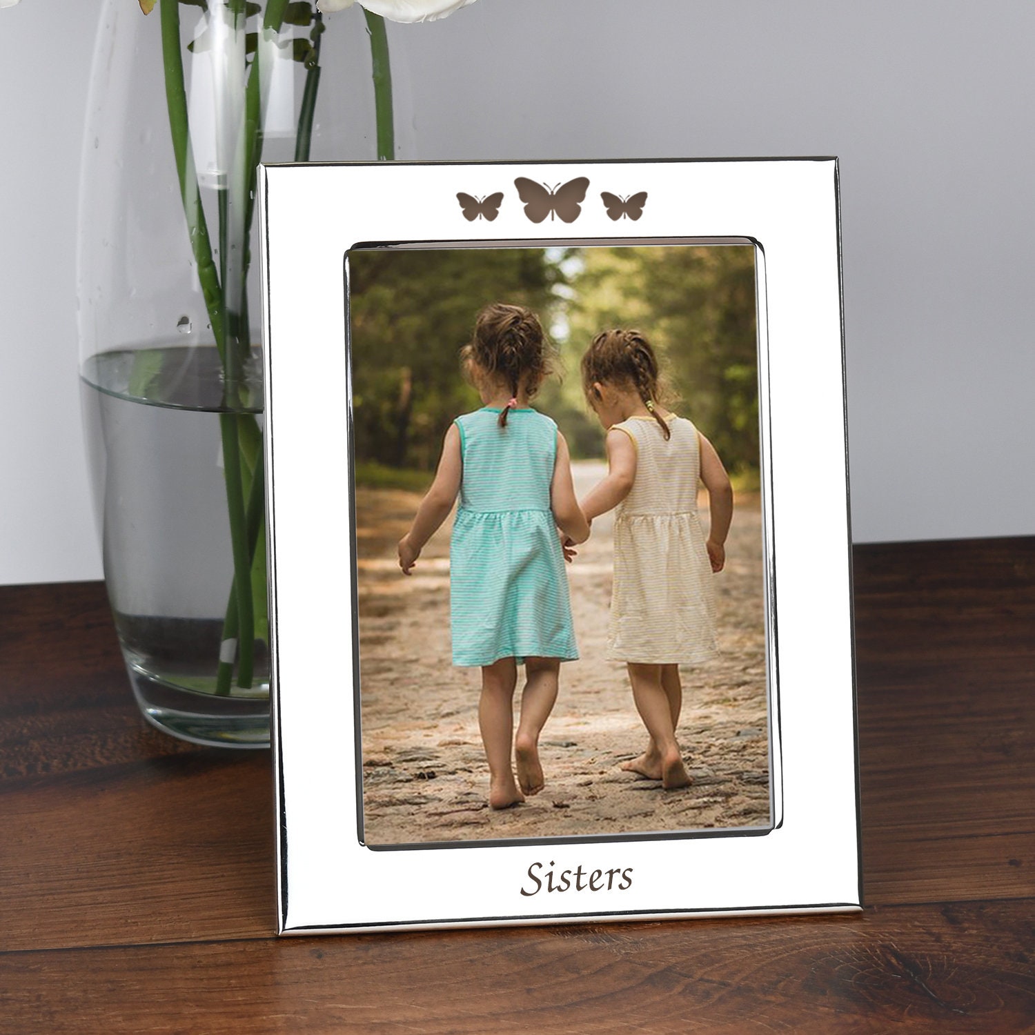 Engraved Sisters Butterflies Photo Frame 5x7 Pictures Frames Gifts