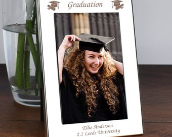 Personalised Graduation Photo Frame, Silver Engraved Graduate Gift, University Keepsake