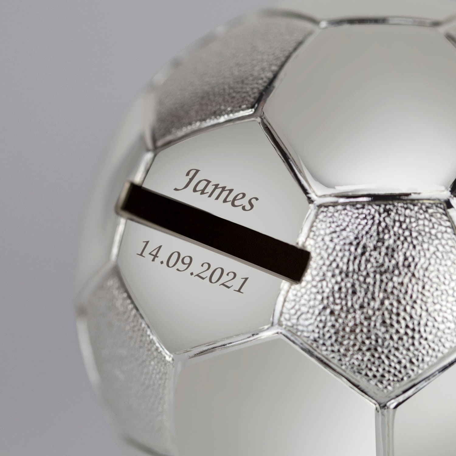 Personalised Silver Football Foot Ball Piggy Money Box For Boys Christening New Baby Gifts Ideas Boxes Girls Presents Born Babies Keepsakes