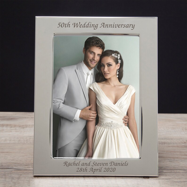 Personalised Engraved Wedding Anniversary Photo Frames Silver Ruby Diamond Gold Gifts Ideas Presents For 25th 30th 40th 50th 60th