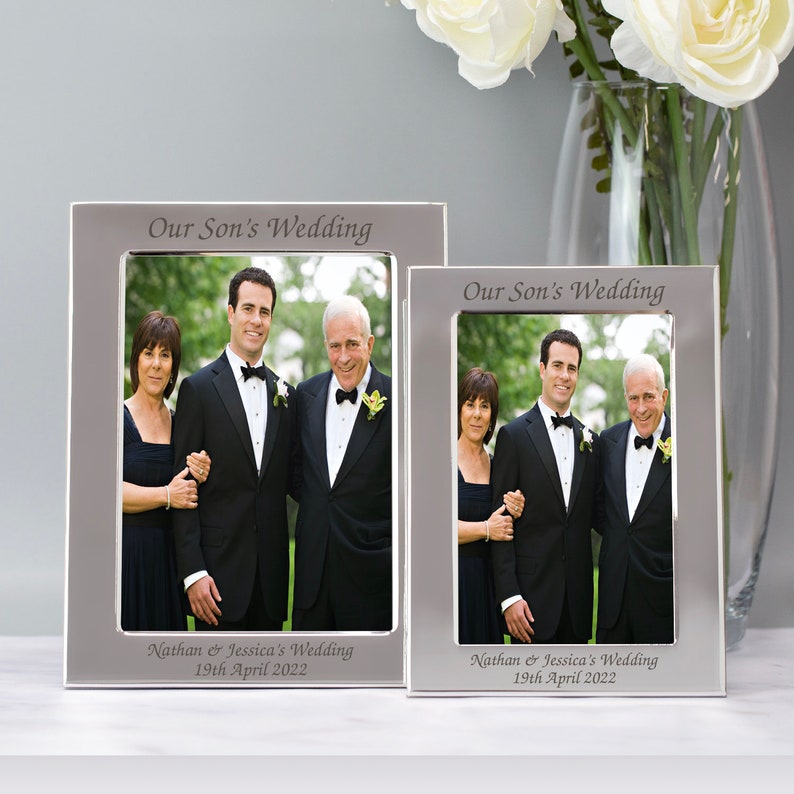 Personalised On Our Sons Son's Wedding Day Photo Picture Frame Gifts Ideas For Mother and & Father Of The Groom Presents Keepsakes image 2