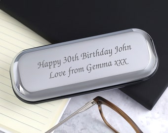 Personalised Engraved Glasses Case Birthday For 40th 50th 60th Gifts Gran Dad Chrome Plated Christmas Retirement Mothers Fathers Day Mum