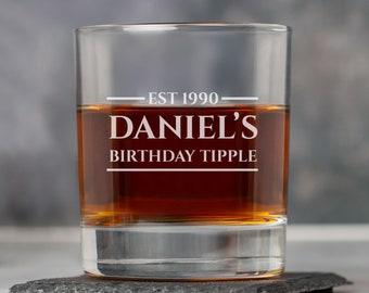 Personalised Established EST Whiskey Glass Tumbler Engraved Whisky Gift Idea For Men Personalized Birthday Gifts Him Year Name