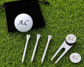 Gepersonaliseerde golfset 3 tees pitch and & reparateur bal marker voor hem heren vader verjaardag kerst vaderdag cadeaus set cadeaus golfer