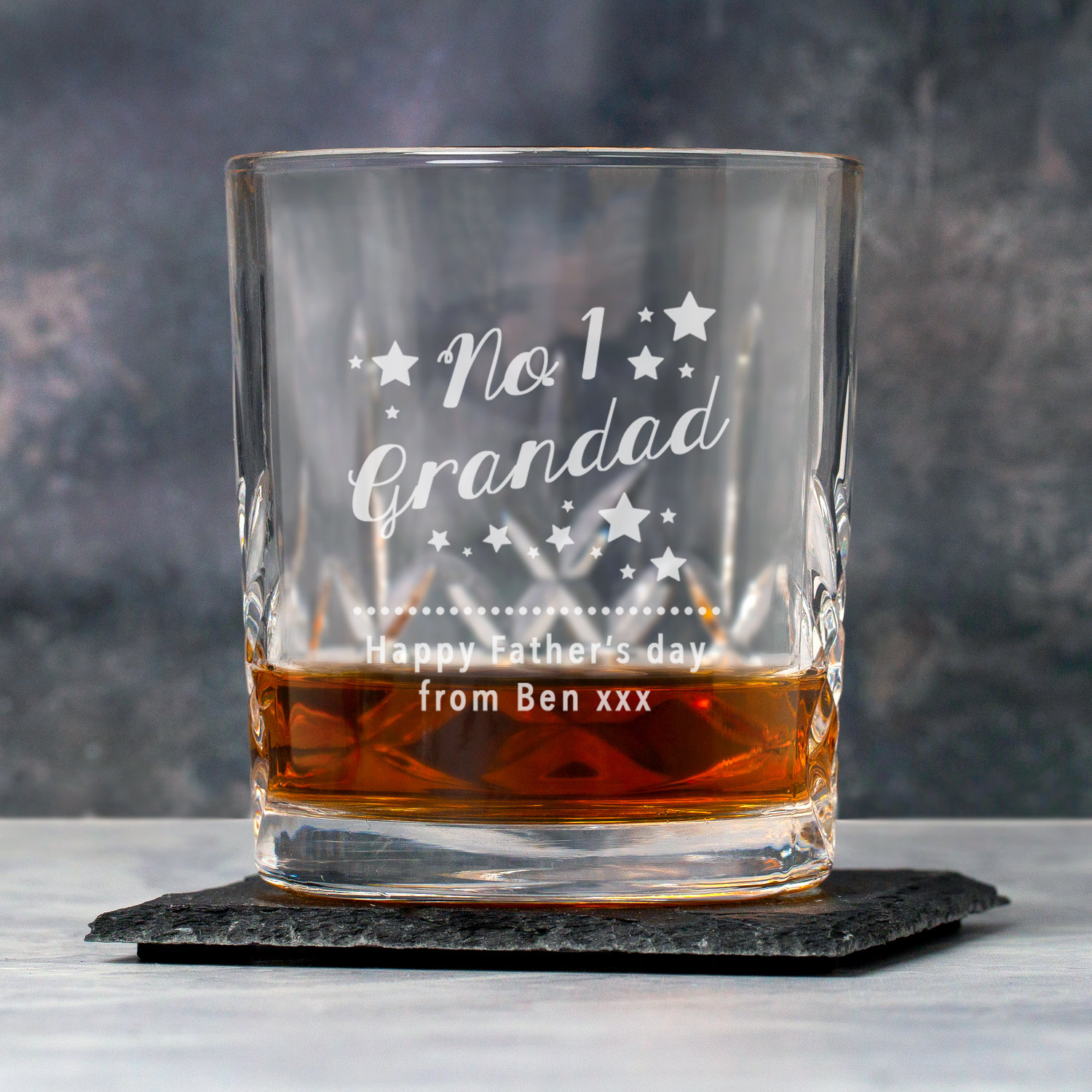 Personalised Engraved No.1 Grandad Crystal Panel Glass Tumblers Gifts Ideas For Fathers Day Birthdays Christmas Best Worlds Greatest