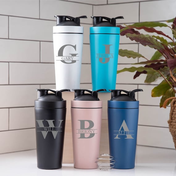 Personalise Initial & Name on Protein Shaker Bottle Gifts Ideas