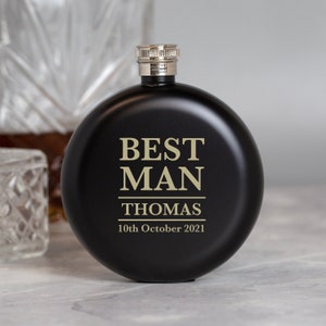 Personalised 5oz Black Best Man Wedding Hip Flask Engraved Gift Box Men For Day Special Thank You Gifts Ideas Favours Mens
