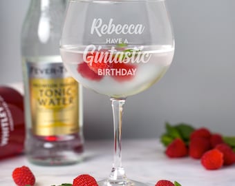 Personalised Gintastic Gin And Tonic Balloon Glass Gifts Ideas Presents For Her Him Mum Dad Mothers Fathers Day Christmas Birthday