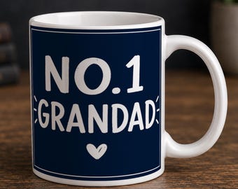 Personalised Photo Mug, No.1 Grandad, 3 Photo Collage, 11oz Ceramic