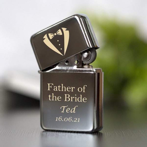 Personalised Father Of The Bride Silver Lighter Gifts Ideas For Wedding Favours Thank You Presents For Him Male Mens