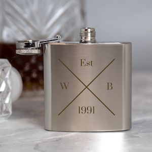 Personalised Established Est 3oz Hip Flask Gifts Ideas For Him Her Mum Dad Birthday Fathers Day 18th 21st 30th 40th 50th Vodka Whiskey
