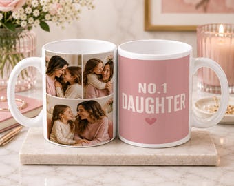 Personalised Photo Mug, No.1 Daughter, 3 Photo Collage, 11oz Ceramic
