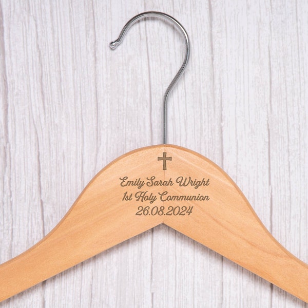 Personalised Cross Message Wooden Hangers Gifts Ideas Religious Wedding Funeral Christening Communion Holy Day