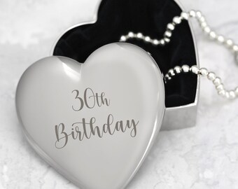 Personalised Silver Plated Trinket Box For Women's 30th Birthday - Engraved Velvet Lined
