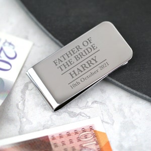 Personalised Father of the Bride Money Clips Gifts Ideas For Notes Weddings Thank You Presents Tokens Keepsakes