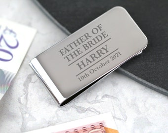 Personalised Father of the Bride Money Clips Gifts Ideas For Notes Weddings Thank You Presents Tokens Keepsakes