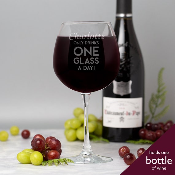Personalized Whole Bottle Wine Glass - Big Vino