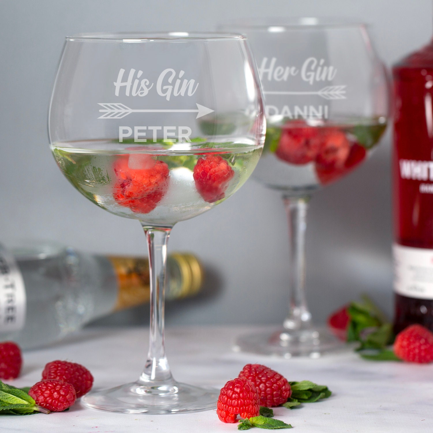 Personalised His & Hers Gin and Tonic Balloon Glasses Set Pair Etsy