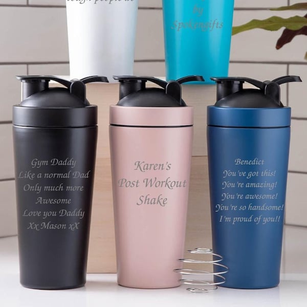 Personalised Any Message Protein Shaker Bottle Gifts Ideas For Gym Lover Workout Work Out Water - Includes Metal Shaker Ball For Mixing