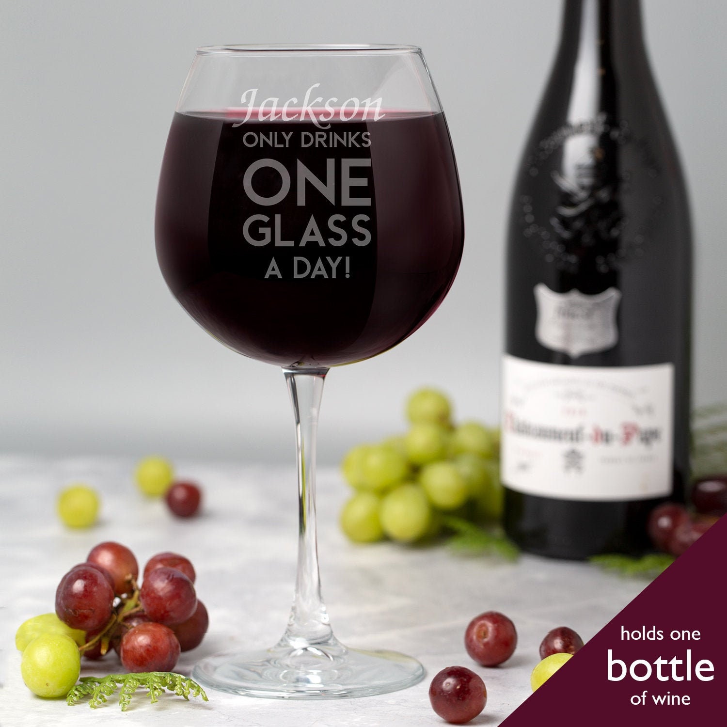 Personalized Whole Bottle Wine Glass - Big Vino