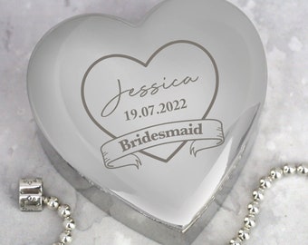 Personalised Wedding Heart Trinket Box Gift For Bride Bridesmaid Flower Girl Mother of Groom Favour Thank You Keepsake Jewellery Gift Her