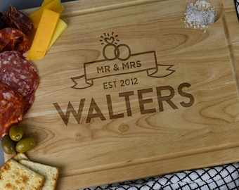 Personalised Mr & Mrs Large Wooden Meat Chopping Board 400x300mm Wedding Anniversary Anniversaries Gifts Ideas For Presents