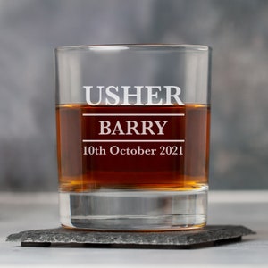 Usher Tumblers personalizado ushers whisky vidrio regalos ideas regalos para favores de boda Gracias regalos presenta fichas él hombres